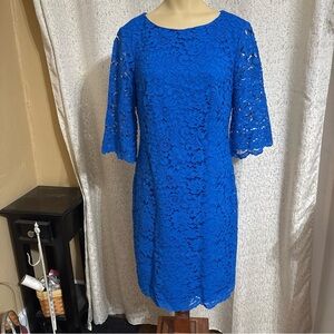 Lauren Ralph Lauren Knee Length Cocktail Royal Blue Dress, Size 8
